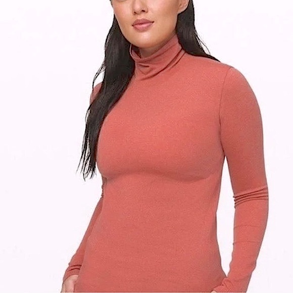 Lululemon Yin Vibes Ribbed Long Sleeve Turtleneck in Copper Clay, L (12) - Picture 4 of 14
